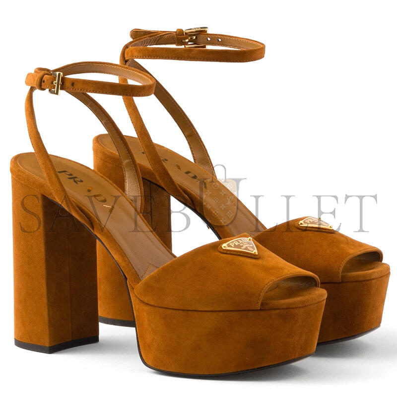 PRADA SUEDE PLATFORM SANDALS 1XP48B